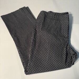 Talbots Petites Crop Pants Womens Size 6P Black White Geometric Print Straight